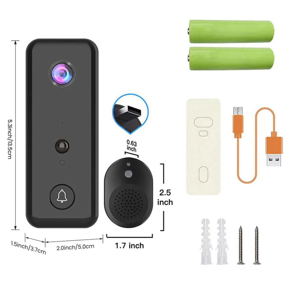 Video Doorbell Camera 2-Way Audio Wireless Video Doorbell PIR Motion Detection for Home Office