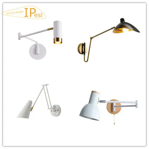 luzes de parede led ajustaveis com interruptor do sensor do toque ao lado da lampada braco longo do polo parede de leitura dobravel branco preto ouro transporte da gota 01