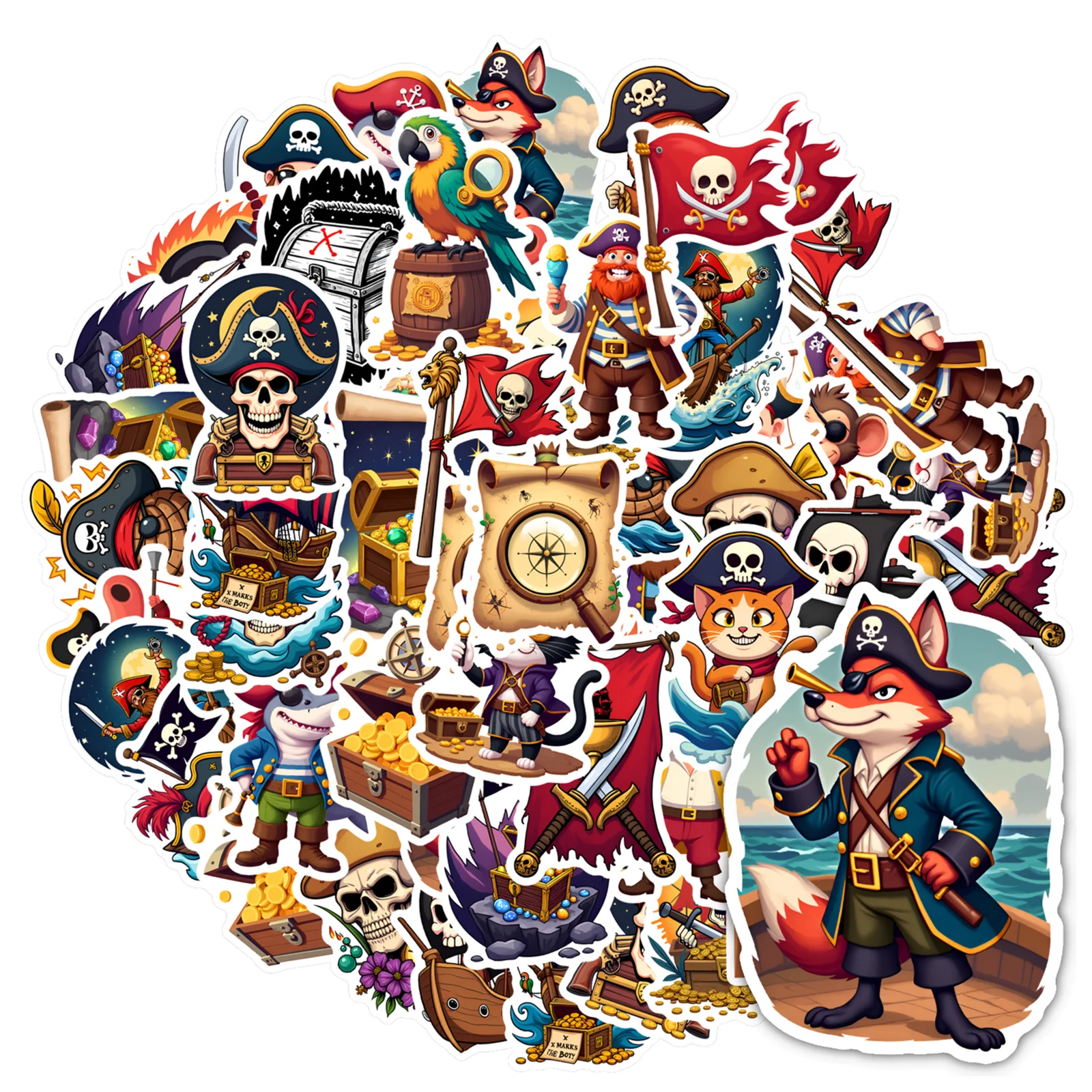 

35pcs-50pcs Playful Treasure Stickers Cartoon Adventure Stationery Stickers Teacher Reward Stickers For DIY Phone Laptop