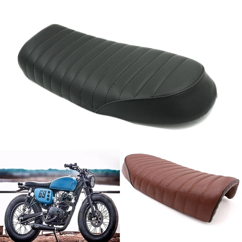 Motorcycle Cafe Racer Seat Saddle Flat Pan Vintage Retro Seats for Honda CG125 CB200 CB350 CL350 CB400 Brown