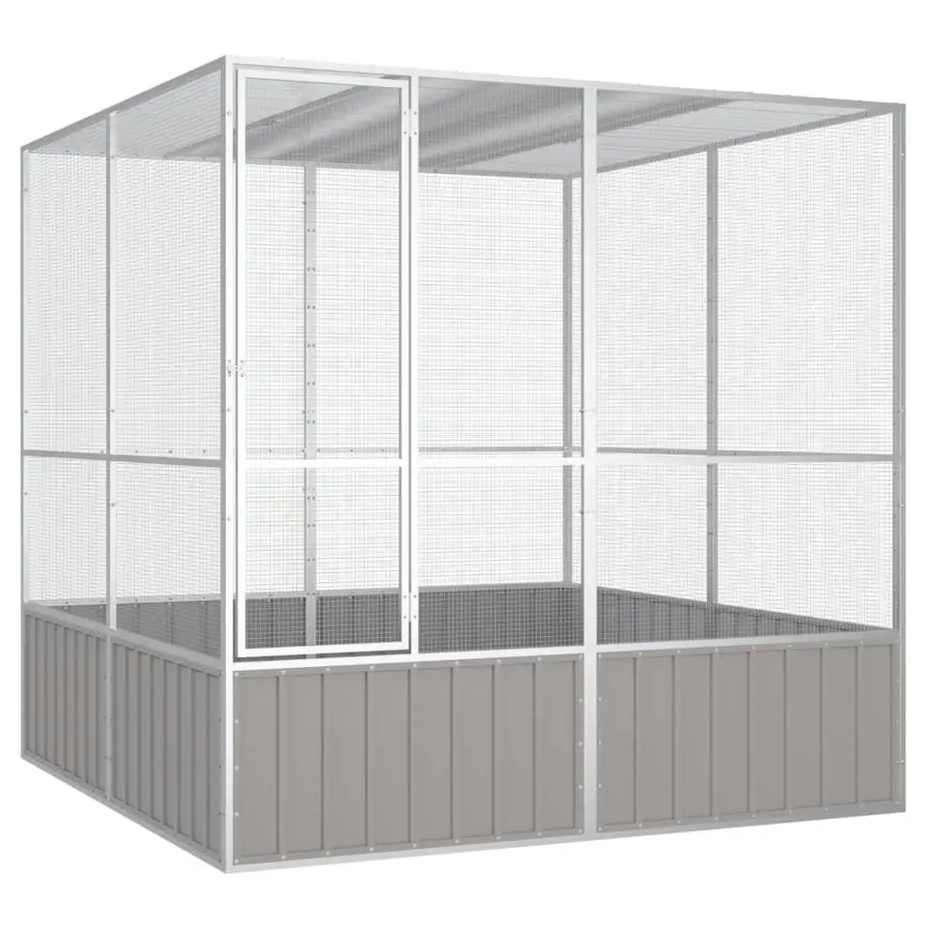 Extra-Large Gray Bird Cage 84.1x85.6x83.3cm Durable Galvanized Steel for Indoor/Outdoor Use