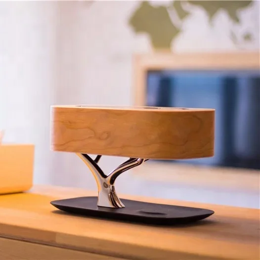 Holiday Promotional Tree Light Bt Speaker Table Lamp Wood Decorative Light for Home LED Wireless Charger Ce Modern 20 80 SMD2835