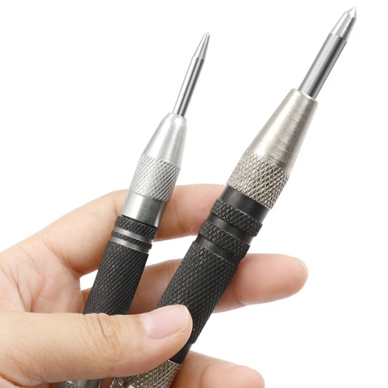 

128/155mm Automatic Center Punch Woodworking Metal Puncher Steel Hole Self Pin Mark Spring Loaded Dent Marker Location Hand Tool