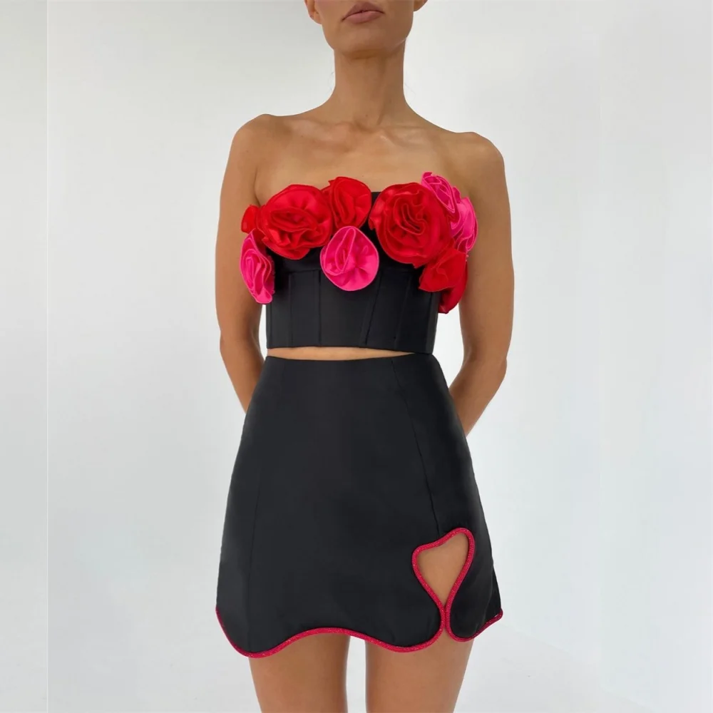 Sexy Sizes Available Pleat Handmade Flower A-line Strapless Mini Dresses Evening Dresses Modern Style High Quality Fashion Retro