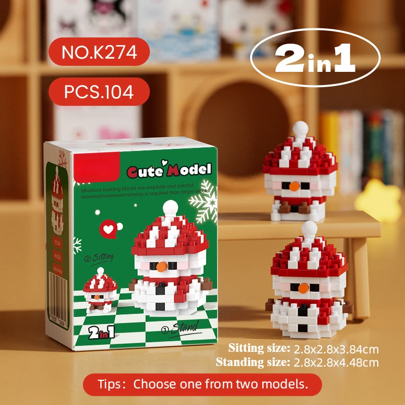 Papai noel micro partículas blocos de construção dos desenhos animados boneca montagem brinquedo diy mini bloco de construção presente natal