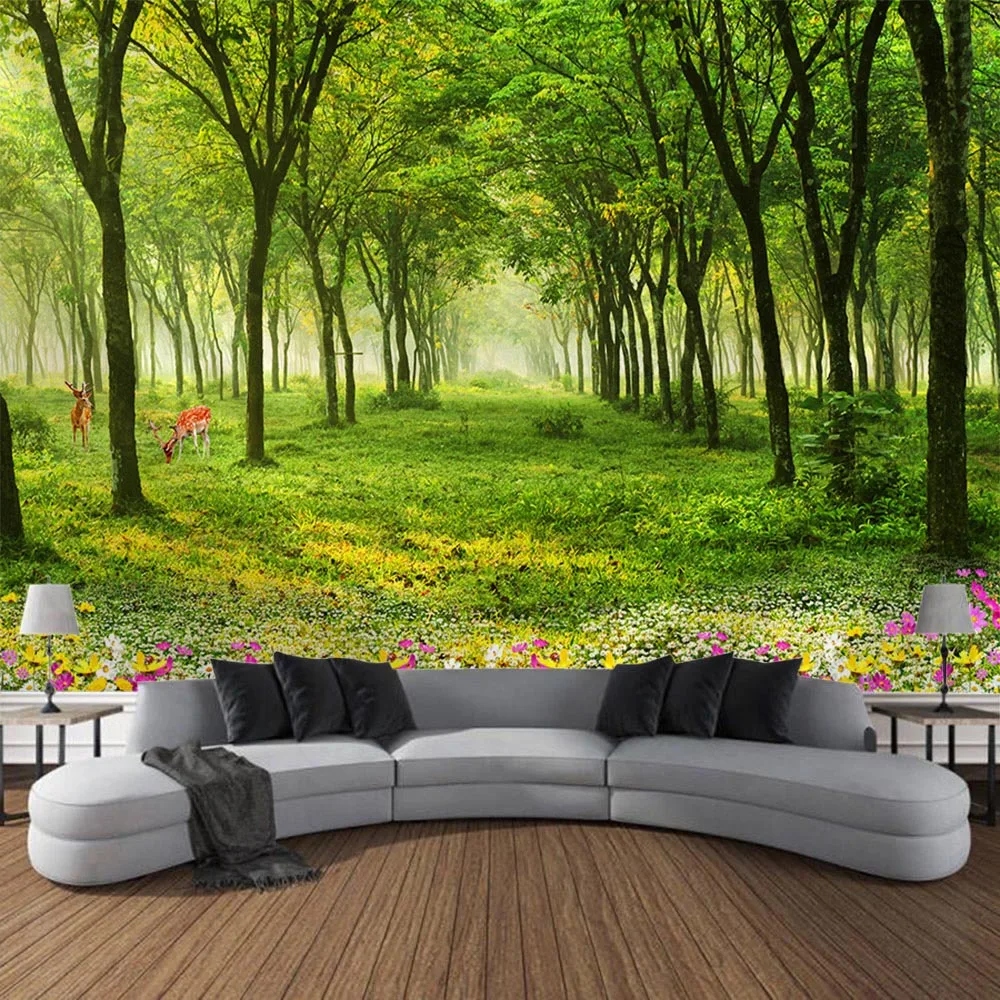 

Forest landscape tapestry, home background wall decoration, outdoor picnic mattress, living room and bedroom decoration, blanket