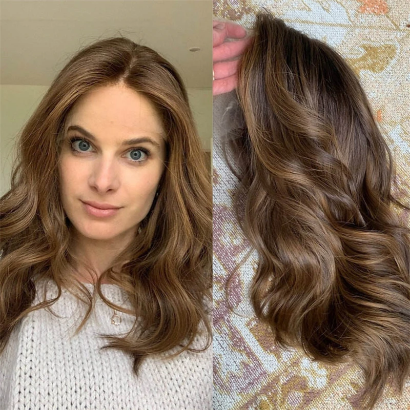 

13x4 Ombre Коричневый Блондинка Балаяж с мягкими низкими огнями HD Синтетический парик фронта шнурка Натуральная объемная волна 24-дюймовый парик для женской вечеринки
