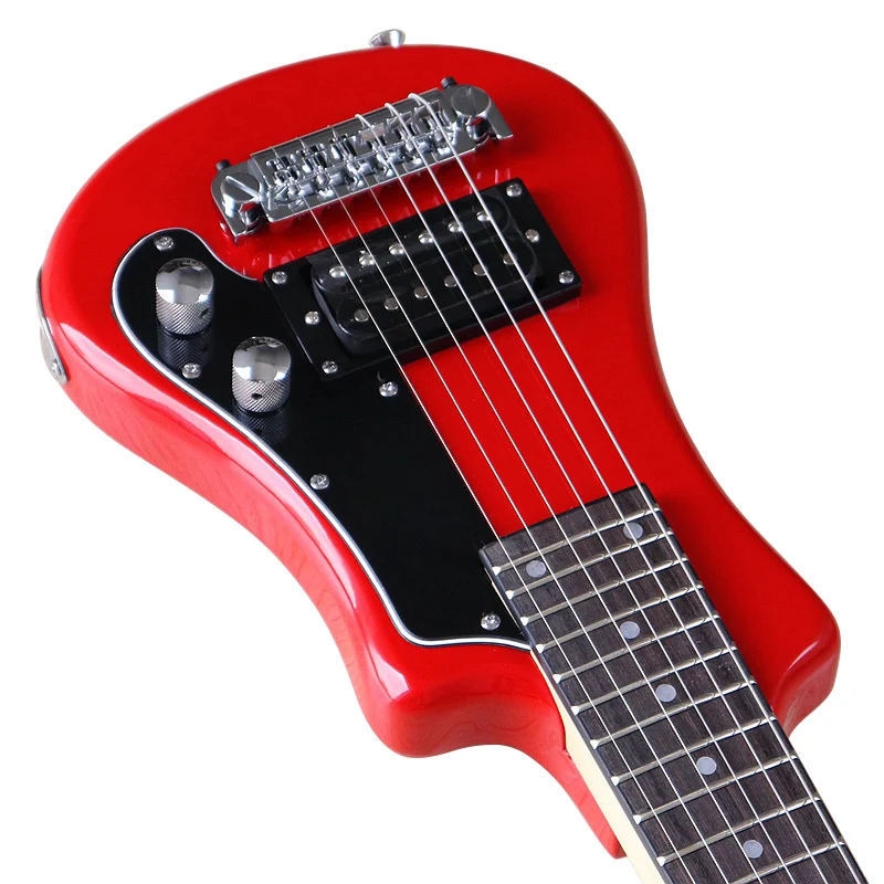 Good Quality Mini Electric Guitar Travel Guitar 34 Inch Basswood Body 6 Strings Wood Guitar High Gloss Red Blue Black Free Bag