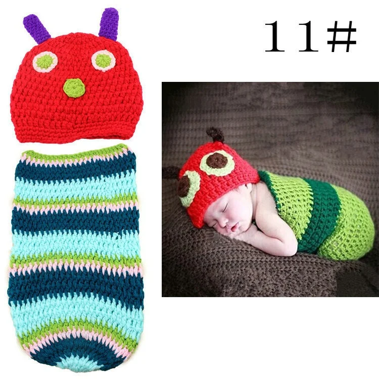 Pure Hand-knitted Baby Hat Children Cartoon Shooting Set Photography Props 100 Days Baby Photo Clothing