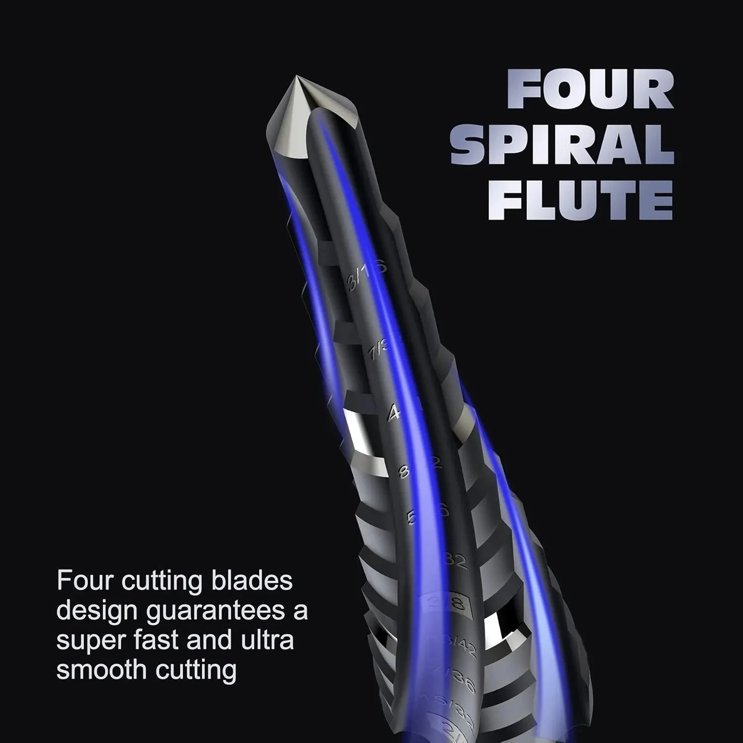 3pcs 4 Spiral Flute Step Drill 1/8"-7/8" M35 Tian Coated HSS Cobalt Stepped Drill Bit Set For Metal Woodworking 1/4" Hex Shank
