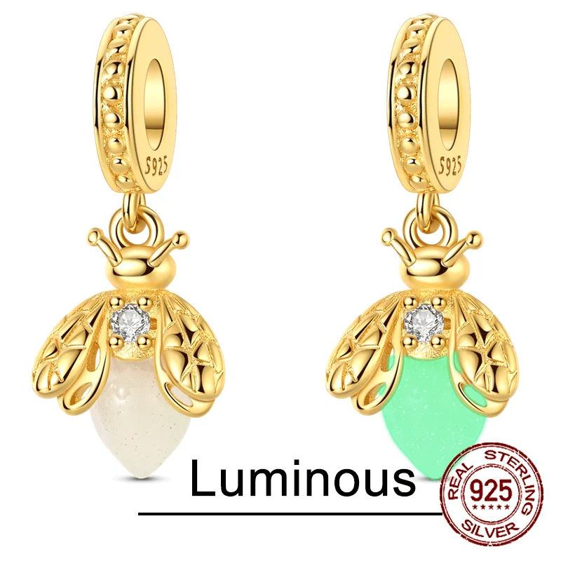 

Светящийся в темноте кулон-светлячок из стерлингового серебра 925 пробы, подходит для оригинальных браслетов-подвесок, женские ювелирные изделия своими руками, подарок