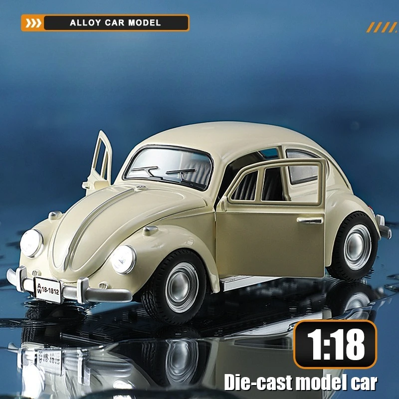 1:18 1955 Beetle Classic Car Vintage Alloy Car Model Simulation Diecast Toy car Collection With Sound And Light