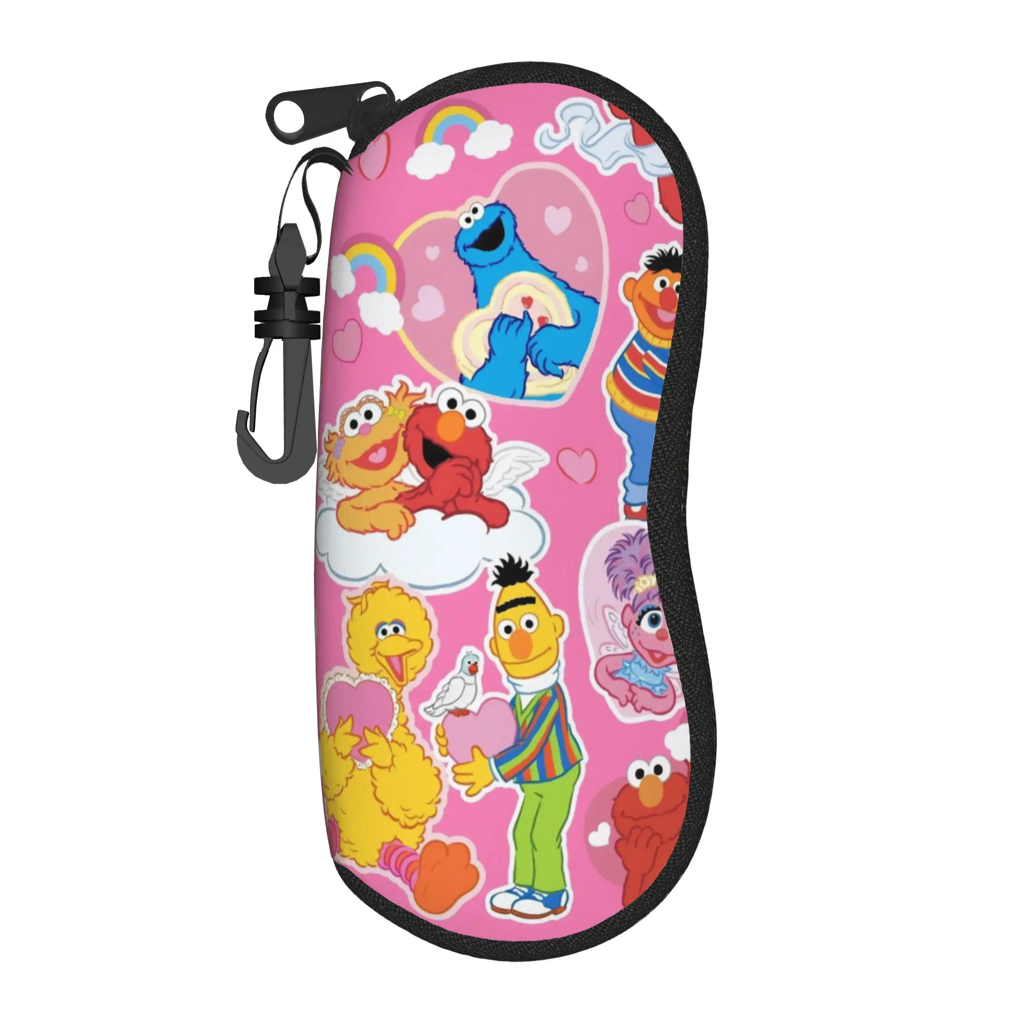 Sesamed Cartoon Glasses Case Men Women Waterproof Zipper Cookie Monster Eyewear Box Anti-Pressure Eye Contacts Case