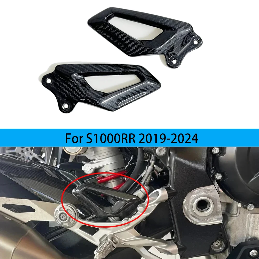 

For BMW S1000RR 2019-2024 100％ Carbon Fiber Motorcycle FootPeg Footrest Set Heel Plates Guard Protector S1000 RR Accessories