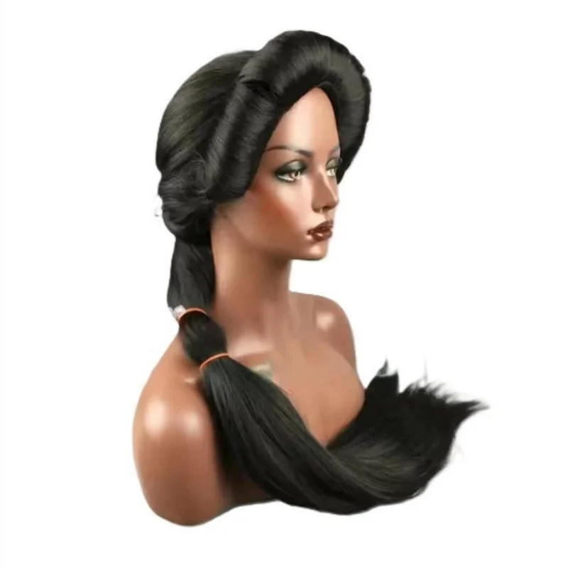Halloween Women Aladdin Princess Jasmine wig Black Long styled Braided wig Role Play costumes + Wig Cap