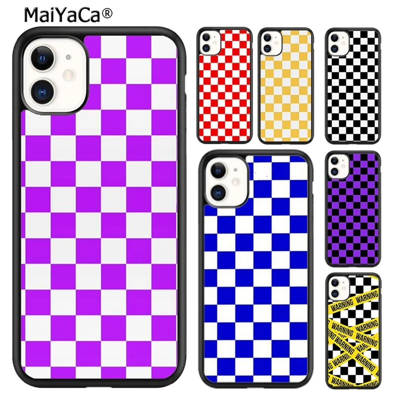 MaiYaCa Checkerboard Checked Checke Soft Phone Case For iPhone 16 15 14 plus XR XS 11 12 13 pro max Shell Cover coque