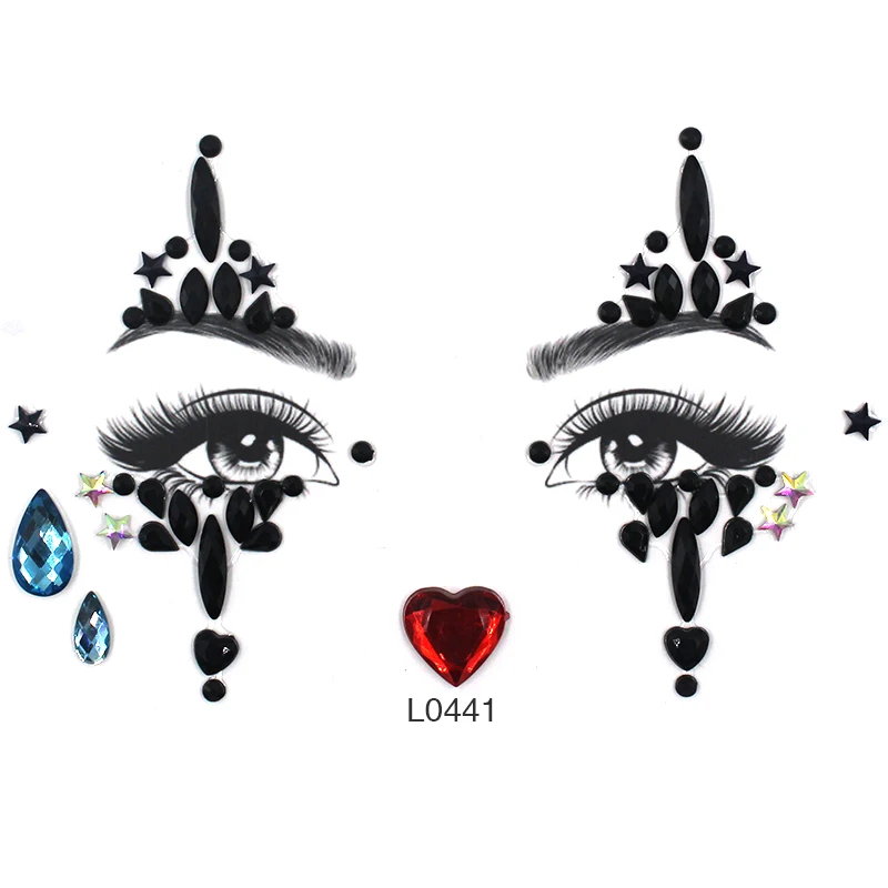 Tatuaje de cara Sexy 3D, pegatinas de cristal, tatuajes temporales, purpurina, tatuaje falso, diamantes de imitación, fiesta de mujeres, tatuaje de