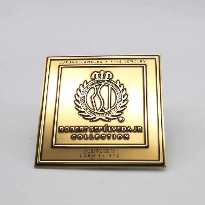 custom.Custom Embossed Metal Label Adhesive Sticker Personalized Packaging Perfumes & Scented Candles Use
