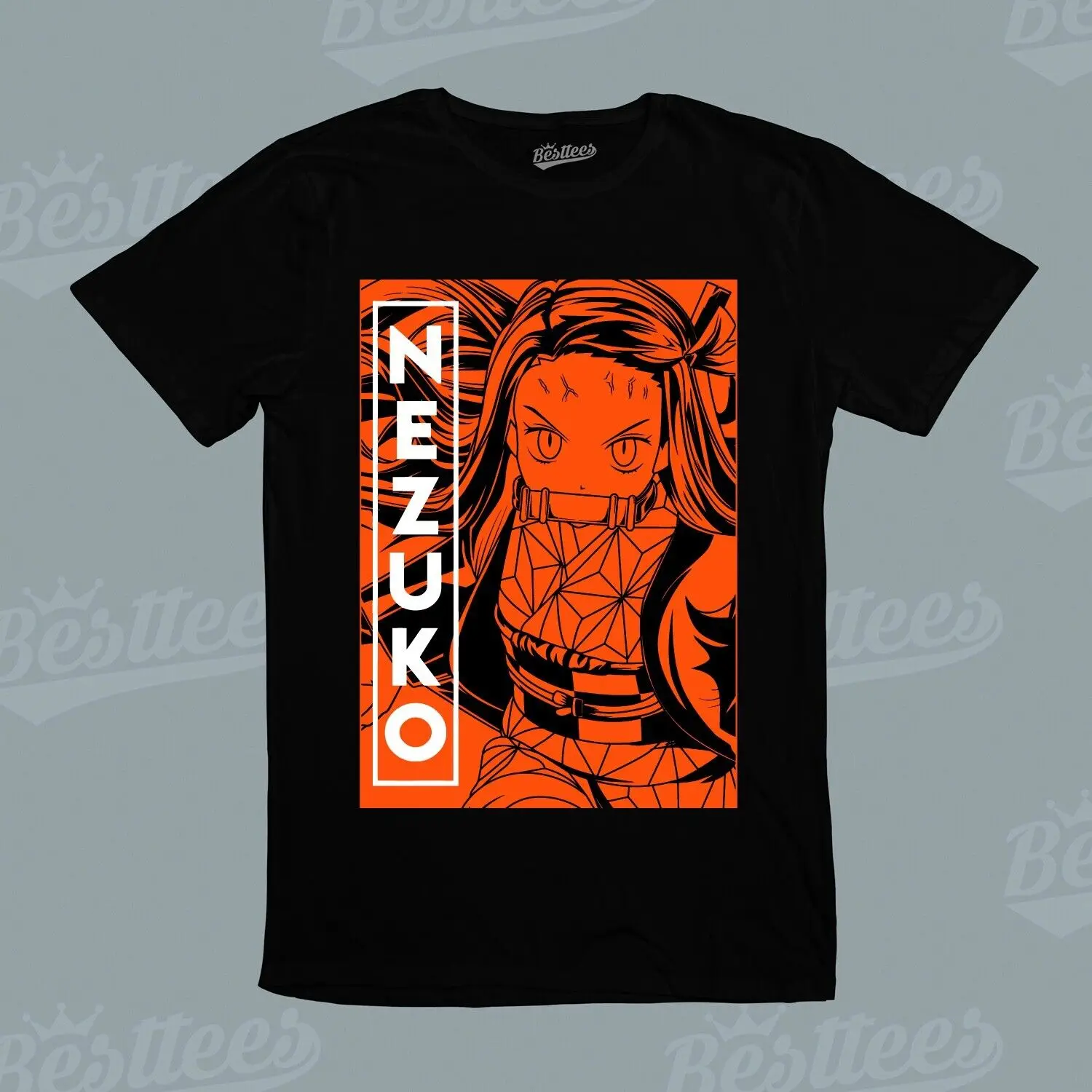 Men/Women Japanese Anime Manga Demon Slayer Nezuko Black Orange T-Shirt