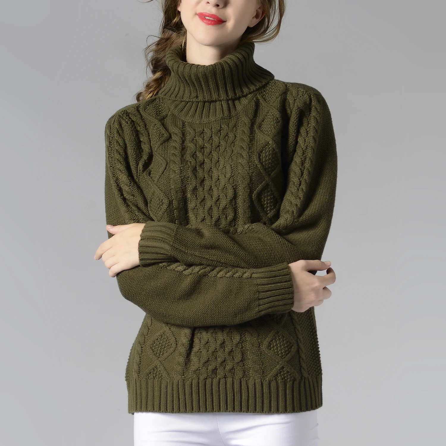 Suéter de cuello alto para mujer, jersey acanalado, ropa de otoño e invierno, Top informal de punto cálido de manga larga a la moda 2024