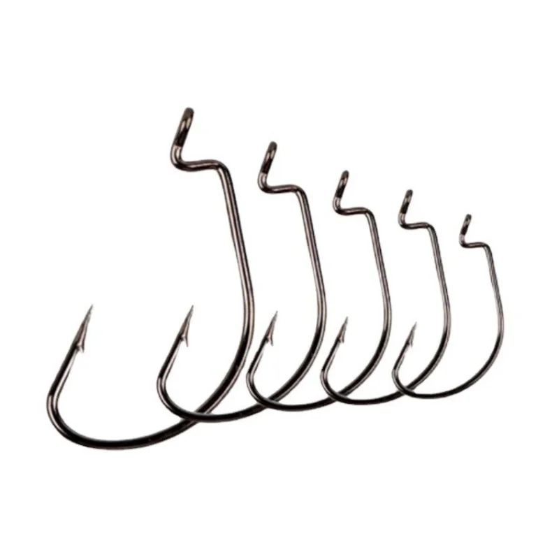 Crank Hook Set 50pcs/Box 2# 1# 1/0# 2/0# 3/0# Having Barbs Crank Soft Bait Road Sub Hook Tackles Fish Hook Sets Suit