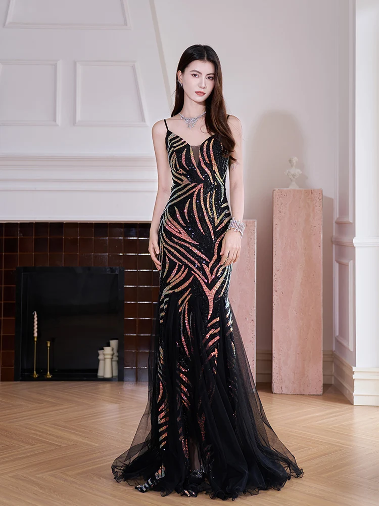 

DSP 9 Colors Woman's Mermaid Strap Sequined Prom Dresses 2025 Chic Party Dress Evening Gowns