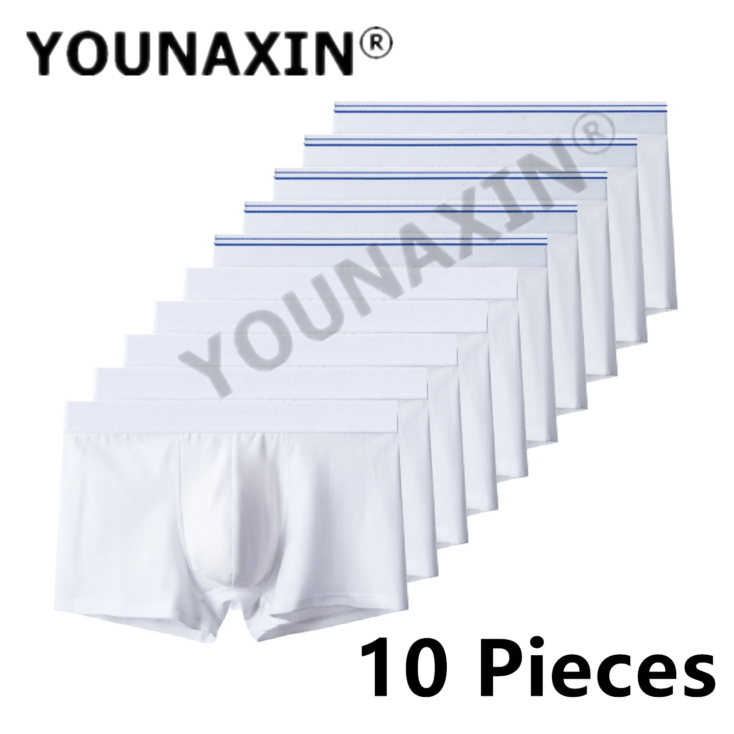 YOUNAXIN 10 Pieces Plus Size Men Underwear Boxers Shorts Knickers Panties Homme White Underpants Cotton Undies