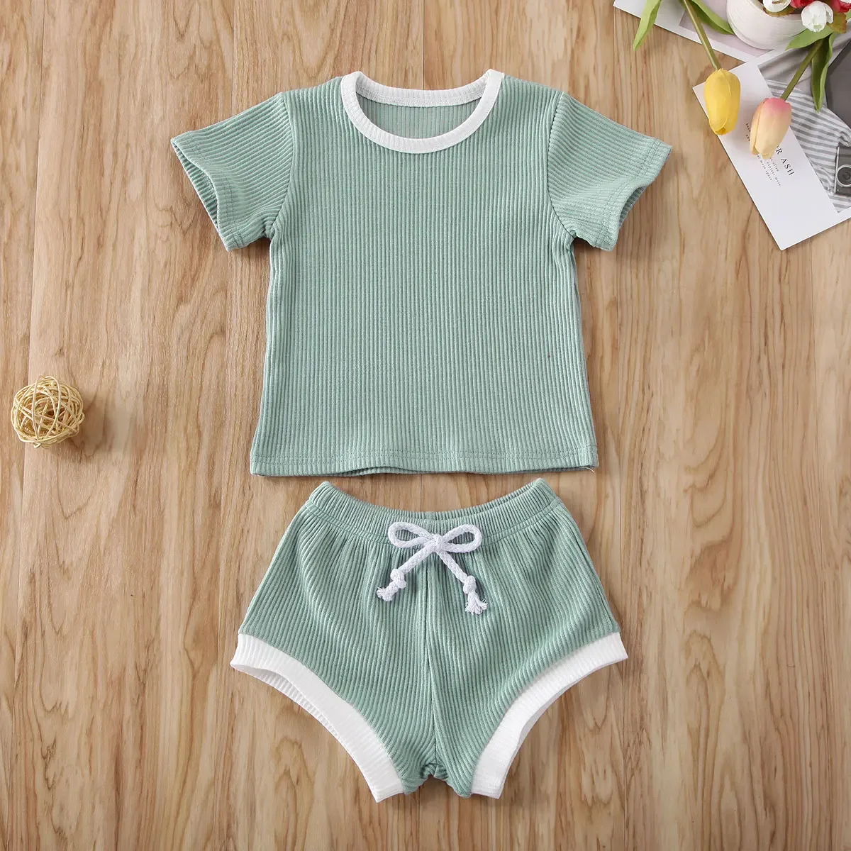 Baby Clothes Set 2Pcs Short Sleeve Top Shorts Suit Summer Outfit 0-3Y