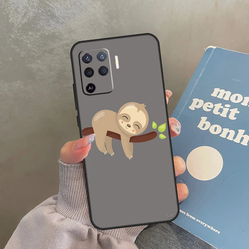 Funda de diseño divertido con perezoso de Yoga para Oppo A98 A78 A79 A18 A38 A58 A40 A60 A80 A16 A76 A96 A15 A74 A94 A54 A17 A77