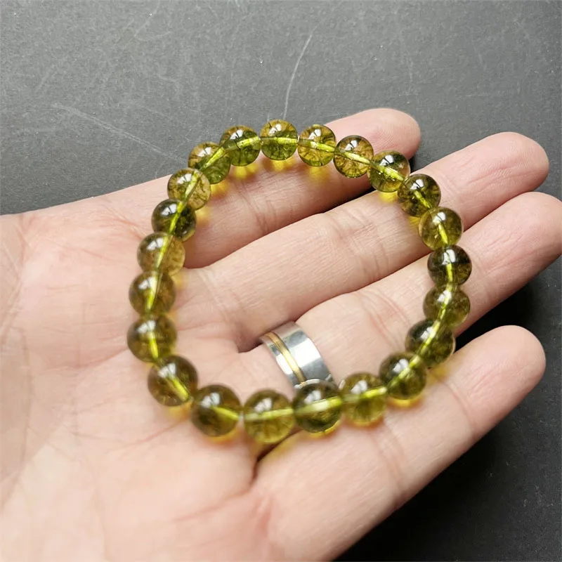 8MM Green Olivne Quartz Bracelet Natural Stone Jewelry Noble Peridot Exquisite Beaded Hand Chain Women Male Female Creative