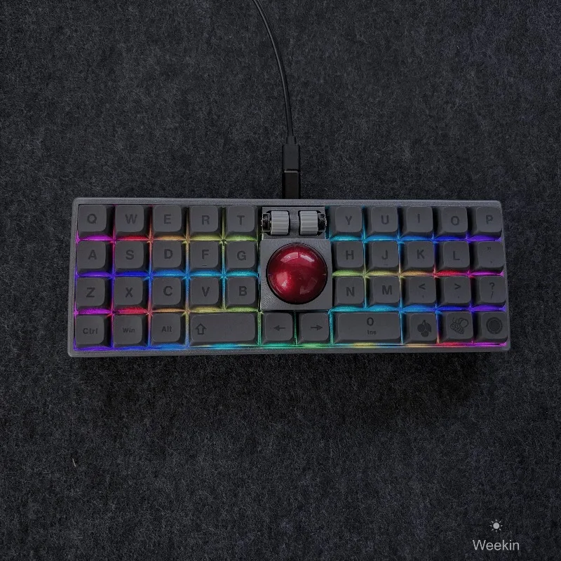 Teclado Mecânico Ergonômico com Trackball RGB Personalizável com Fio, Modo Único, para E-sports, Jogos e Escritório, Suporte VIAL, Presentes DIY