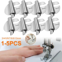 1-5PCS 3mm-10mm Stainless Steel Sewing Rolled Hemmer Foot Durable Sewing Machine Presser Foot DIY Crafts Hemming Puller Tools