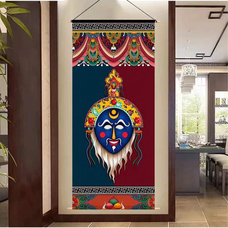 Tibetan Thangka Buddha Statue Hanging Cloth Wall Covering Living Room Entrance Fabric Tapestry Wall Decoration Canvas Home Decor