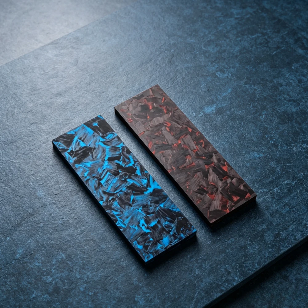 160X50X6MM & 120X40X6MM, Carbon Fiber Material Marble Black Texture Board Patch for Knife Tools Handle Scale DIY Make