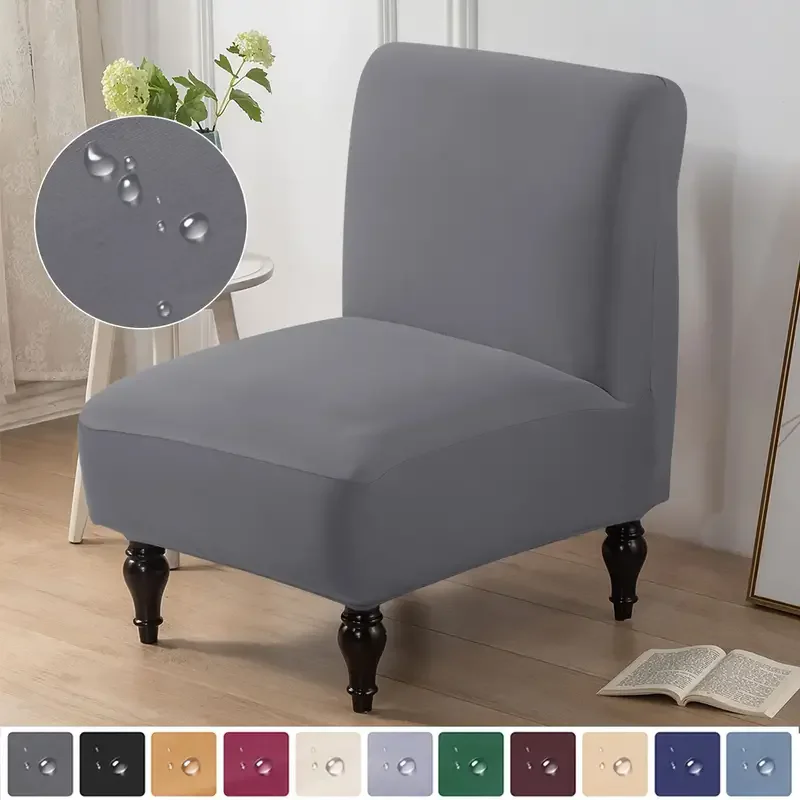 1PC Accent Armlosen Stuhlhussen Stretch Spandex Einzel Sofa Abdeckung Einfarbig Staub-proof Fett Kopf Stuhl Protector Schonbezug