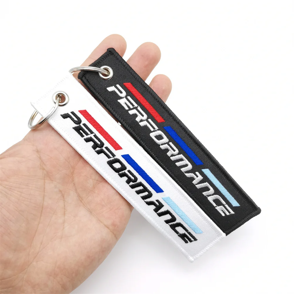 BMW keychain woven label nylon key tag Black White for m performance e90 g26 e60 e46 f10 car keyring accessories fashion gift