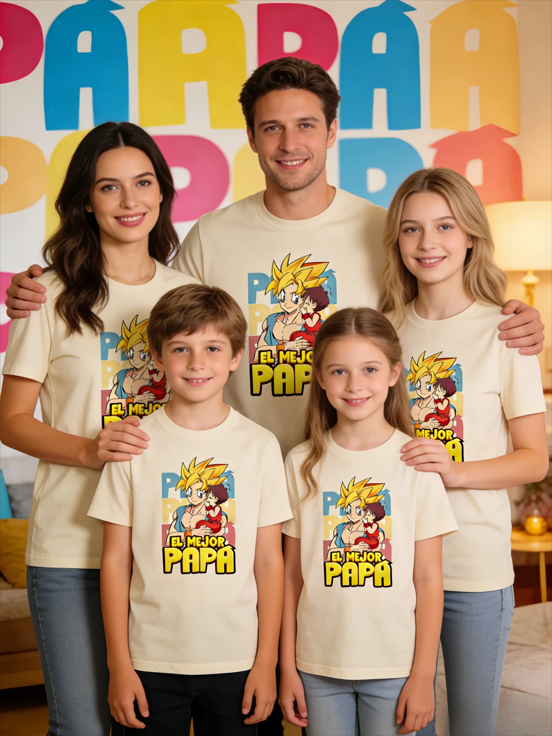 

Летняя футболка 2026 в стиле ретро аниме Dragon Ball для всей семьи: повседневный свободный топ с Гоку и Гоханом. Лучший папа.