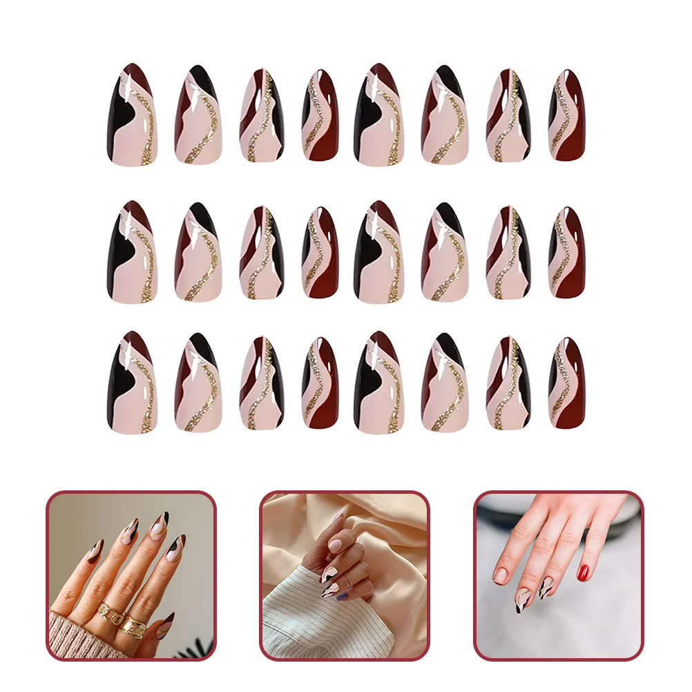 Faux ongles détachables, longs, couverture complète, durables, Ultra fins, pour manucure, DIY, 48 pièces