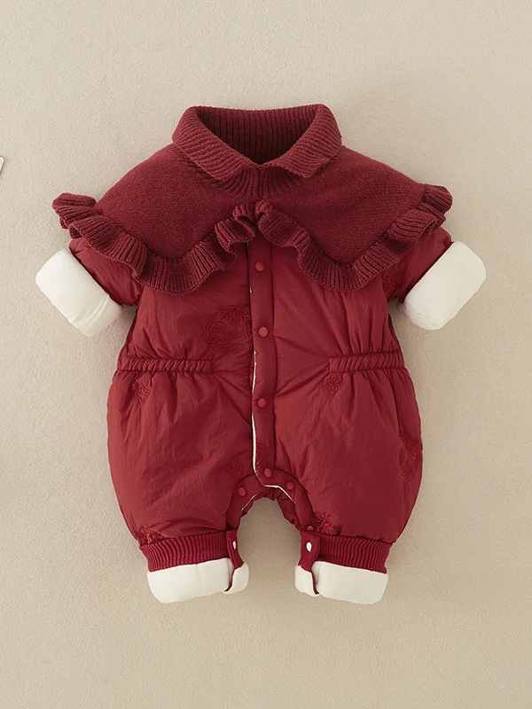 Thiened algodão bebê rer roupas de ano novo vermelho inverno roupa macacão do bebê cintura alta calças compridas fibra poliéster