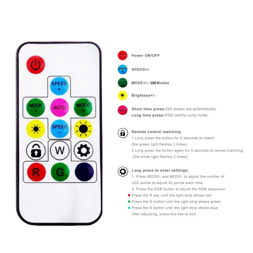 Imagem -05 - Mini 14 Chave Dc524v rf Controle Remoto com Bloqueio para Ws2811 Ws2812b Led Luz de Tira 100 Peças