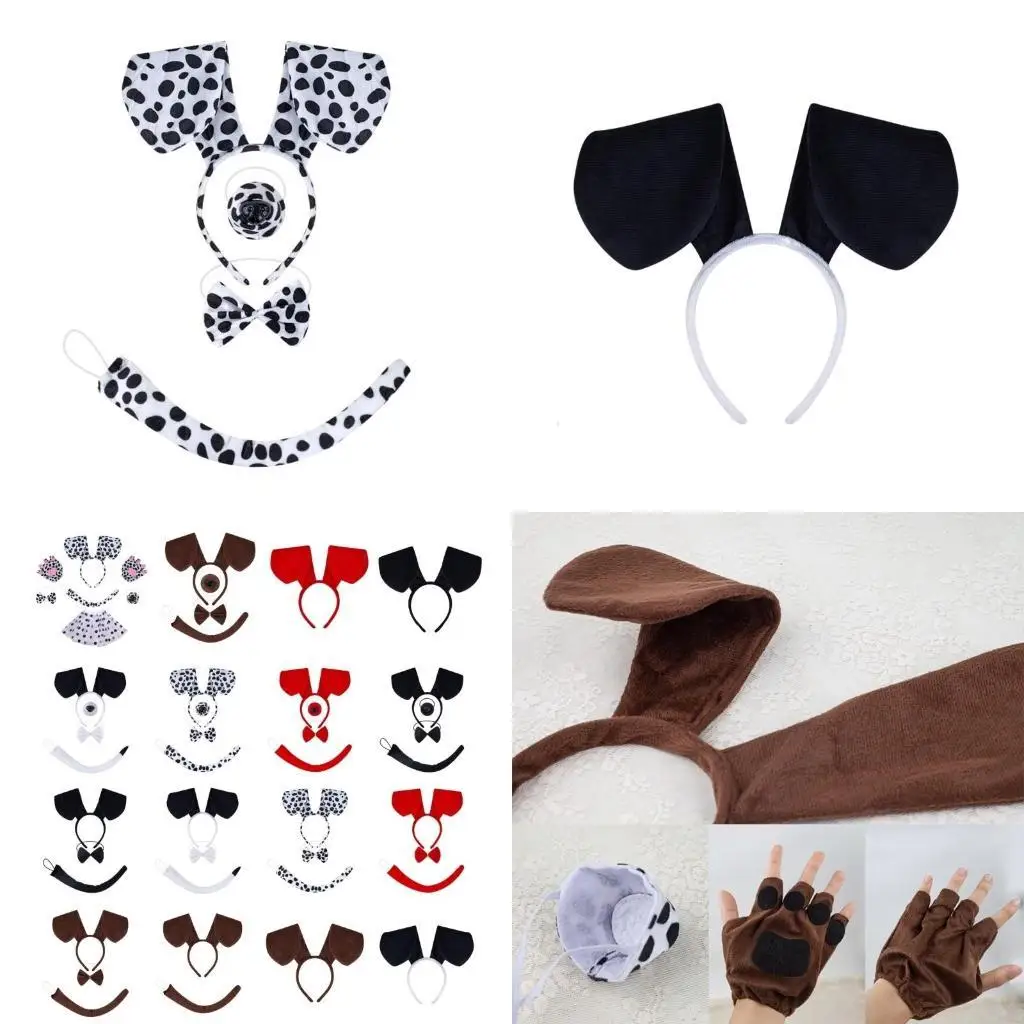 

652F Dog Ear Hair Hoop Costume Accessories Animal Headwear Makeup Decorations Plush Dog Hair Band Halloween Headband