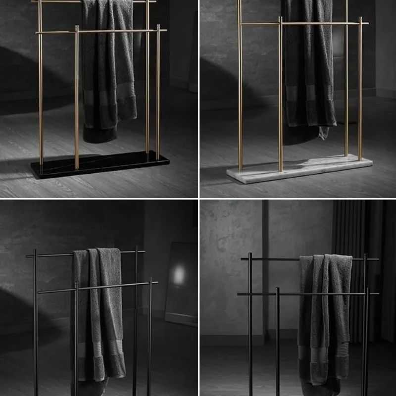 Marbre en laiton sans perforation, porte-serviettes, porte-serviettes du sol au plafond, salle de bain, support de séchage, porte-serviettes