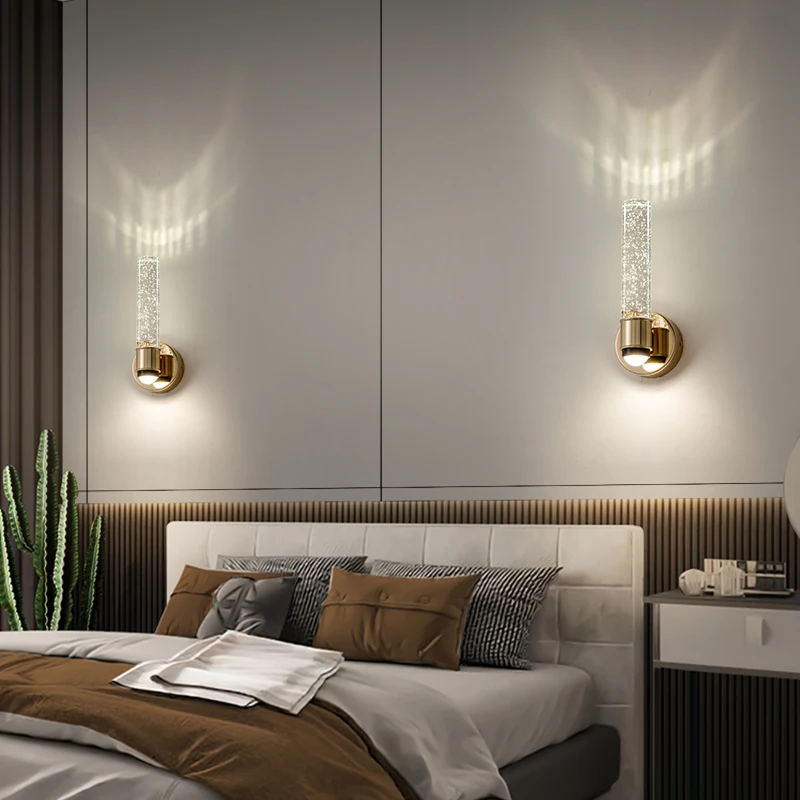 Modern LED COB Bubble crystal Wall lighting fixture for Home Study reading room stairwell Bathroom Mirror LED Crystal Wall Lamp image 5