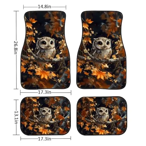 

Four-Piece Autumn Owl Car Floor Mats Universal Non-Slip Dustproof Front And Rear Auto Interior Carpet For SUV Sedan Van