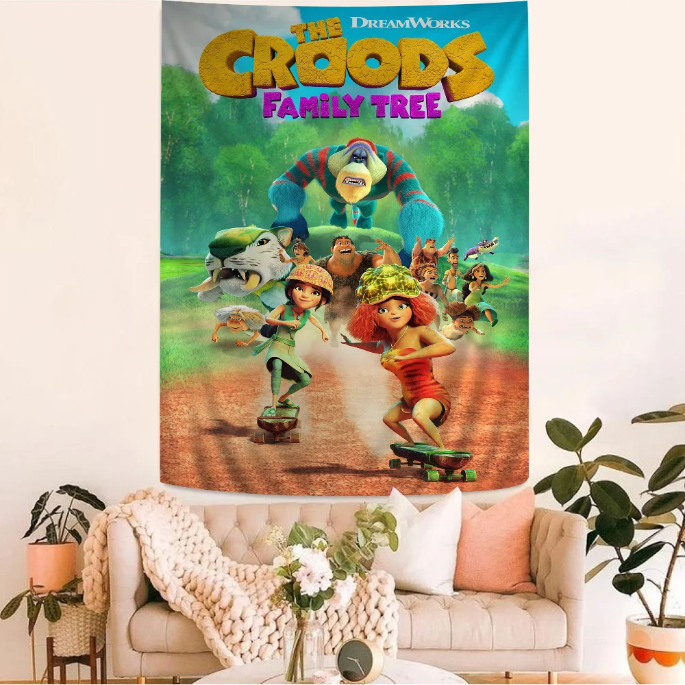 

Cartoon The C-Croods Hanging Bohemian Tapestry Hanging Tarot Hippie Wall Rugs Dorm Wall Hanging Home Decor