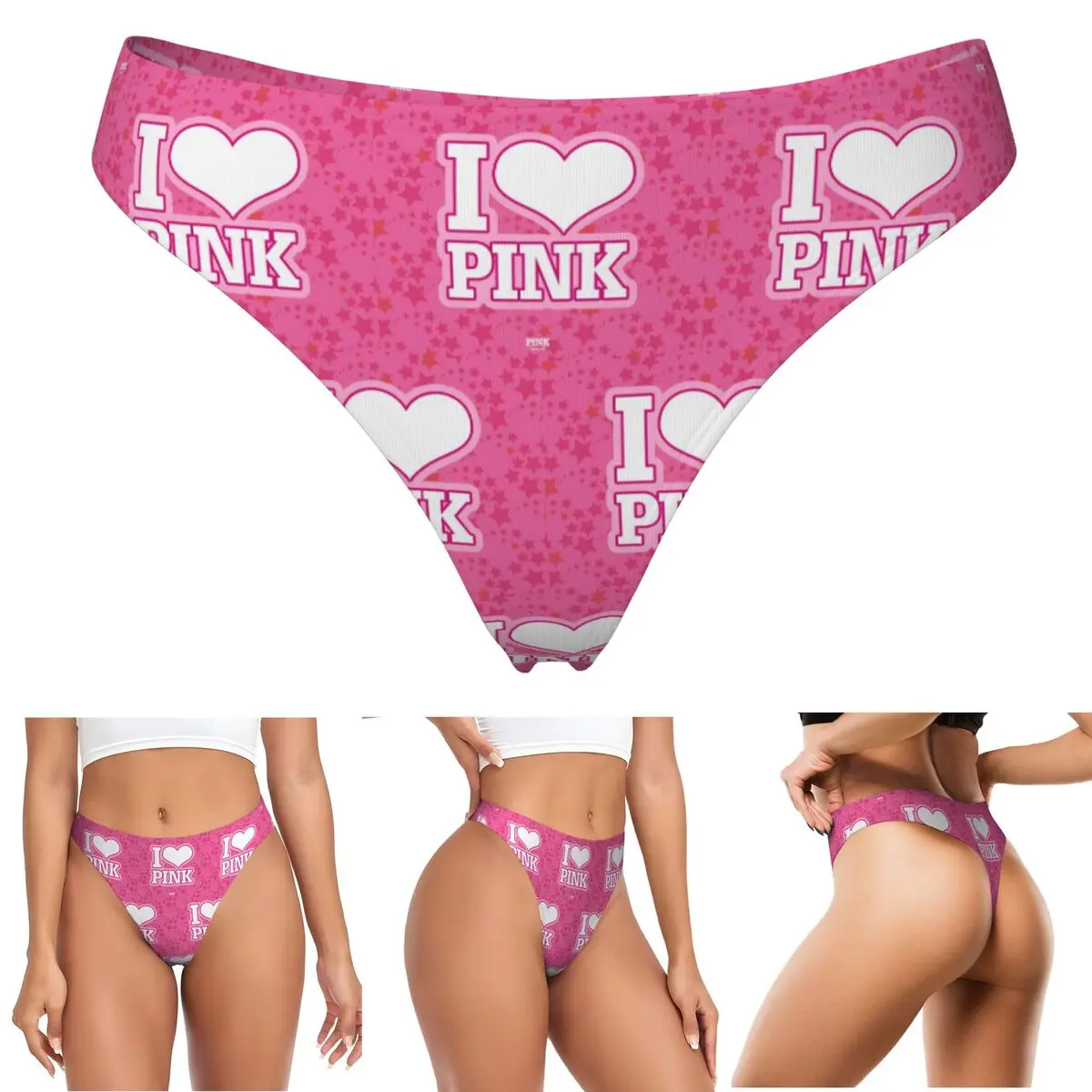 Maßgefertigter Love Pink G-String Slip Atmungsaktive Damen Stretch-Tangas Komfortable Unterwäsche