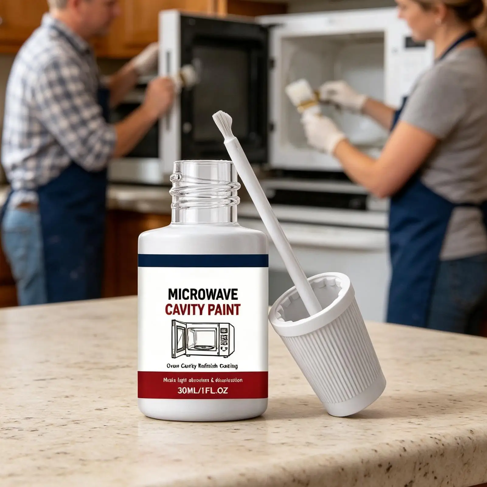 Microwave Cavity Paint 30ml with Brush Appliance Interior Touch-Up Coating Rust & Stain Resistant for Home Kitchen