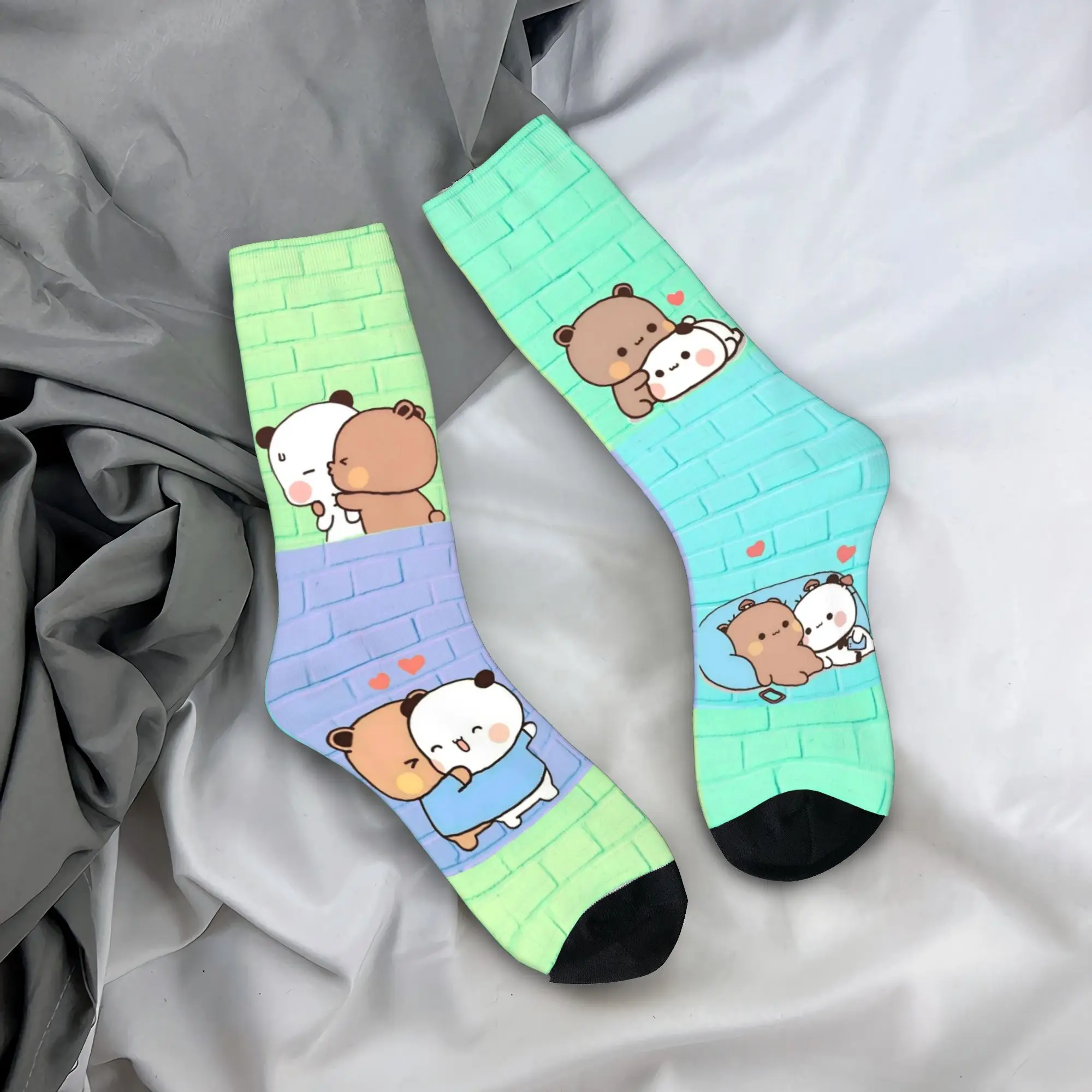 

Panda Bubu Dudu Pattern Stockings Graphic Retro Socks Autumn Non Slip Socks Men's Running Sports Warm Soft Socks
