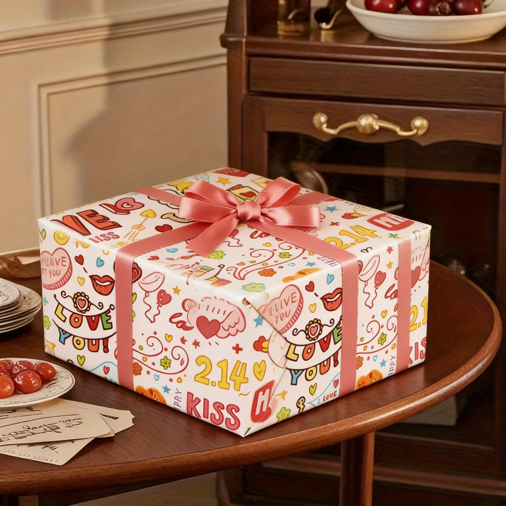 5pcs Valentine's Day gift wrapping paper, cowhide wrapping paper, (50x70 cm) paper, suitable for Valentine's Day couples party