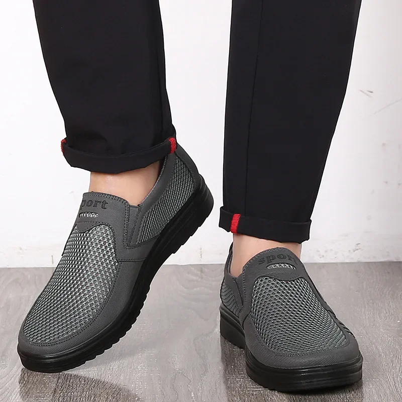 Fashion Summer Shoes Men Casual Air Mesh Shoes Large Sizes 38-46 Lightweight Breathable Slip-On Flats Chaussure Homme